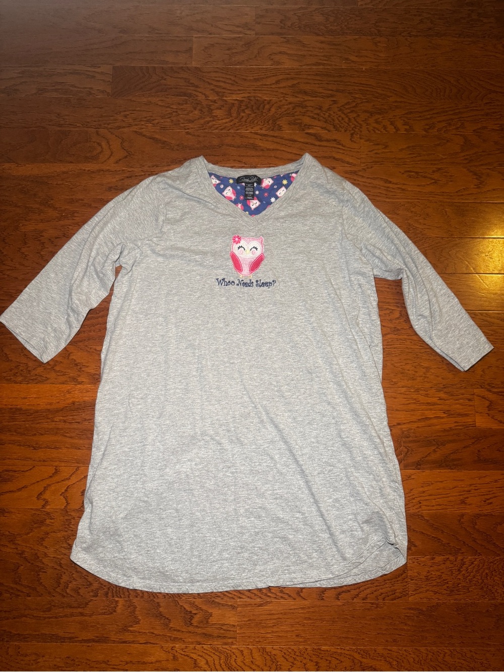 René Rofé | Women’s Gray "Whoo Needs Sleep?" Owl Nightshirt - Plus Size 1X/XG
